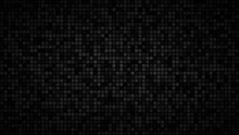 Abstract Dark Background Of Small Squares Or Pixels In Shades Of Black And Gray Colors.