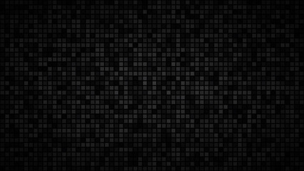 abstract dark background of small squares or pixels in shades of black and gray colors.