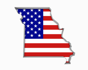 Wall Mural - Missouri MO USA Flag Stars Stripes Map 3d Illustration