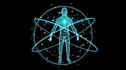 Fototapete - Digital x-ray human body scan background interface 3D rendering