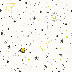 Wall Mural - seamless pattern with hand drawn stars, vector illustration