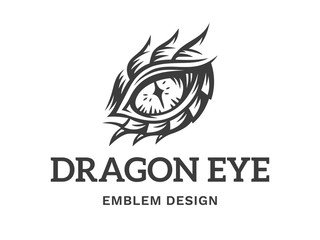 Wall Mural - vector eye of a dragon illustration, logotype, print, emblem design on a white background.