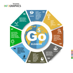 Wall Mural - Geometric infographic template for 8 steps