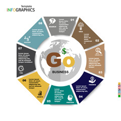 Wall Mural - Geometric infographic template for 8 steps
