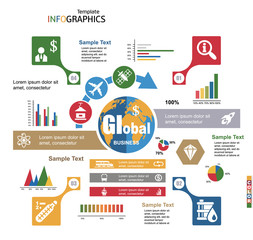 Wall Mural - Modern infographics template, global business