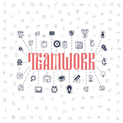 Wall Mural - The concept of a Teamwork . Business icons linear flat style