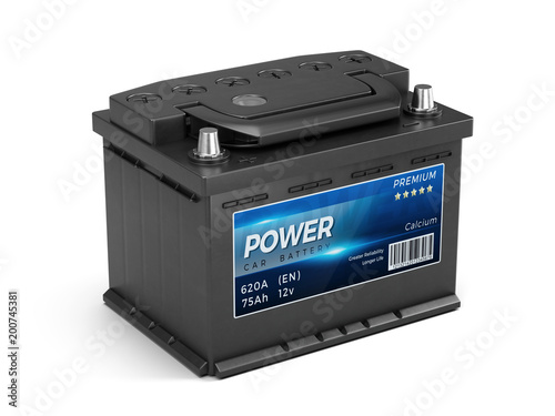 Fotografía Car battery abstract label isolated on white background