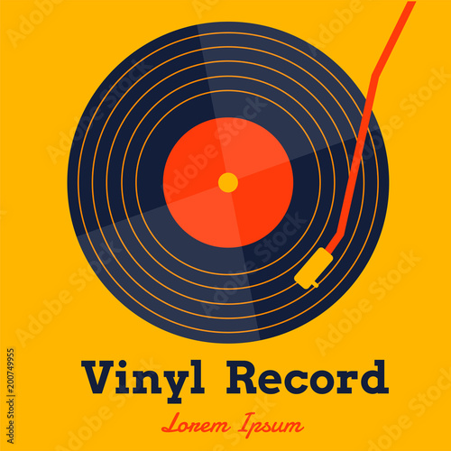 Fotomural vinyl record music vector with yellow background graphic