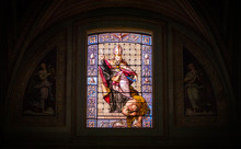 Stained Glass In The Church Of Sant'Agostino In Rome, Italy.