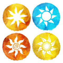 Sticker - Watercolor summer beach print with sun