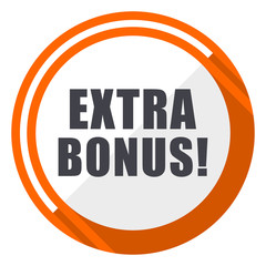 Poster - Extra bonus flat design orange round vector icon in eps 10