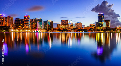 Sunset Lake Eola in Downtown Orlando Poster Mural XXL