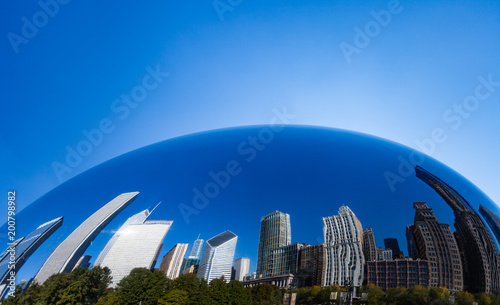 Reflection of Chicago Skyline in Chicago bean - Cloud Gate, Chicago Illinois Canvas-taulu
