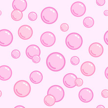 Seamless Pattern With Pink Bubbles, Naive And Simple Background, Pink Wallpaper