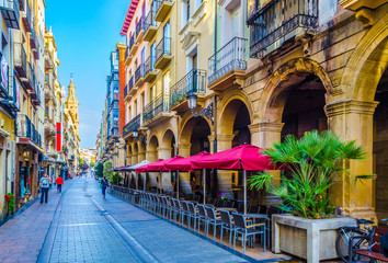 People are strolling a street in Logrono.