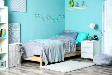 Poster - Comfortable bed in modern children room
