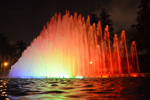 Illuminated Water Fountains In The Circuito Magico De Agua, Lima Peru