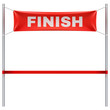 Finish line with red textile banner and ribbon vector illustration isolated on white background