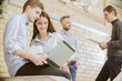 © de Art - young business team working in office, a group of businessmen discussing business plans