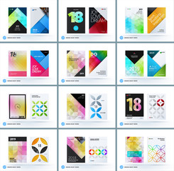 Wall Mural - Business polygonal set of design brochure, abstract annual report, horizontal cover flyer in A4