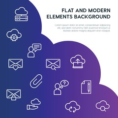 Poster - cloud and networking, chat and messenger, email outline vector icons and elements background concept on gradient background...Multipurpose use on websites, presentations, brochures and more
