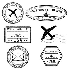 Wall Mural - Postmarks and travel stamps