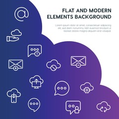 Poster - cloud and networking, chat and messenger, email outline vector icons and elements background concept on gradient background...Multipurpose use on websites, presentations, brochures and more