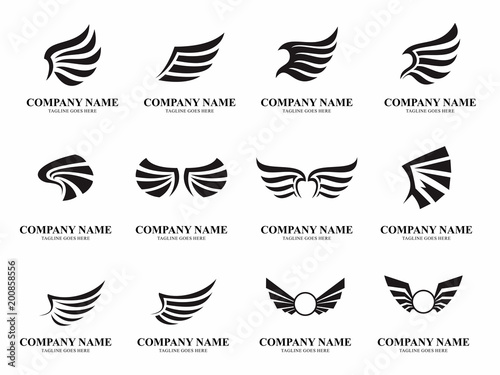Collection Of Wing Logos Vector Template Stock Vector Adobe Stock