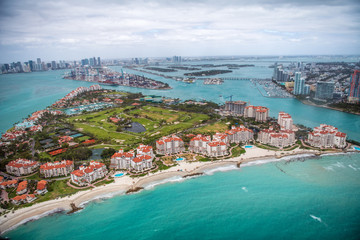 Sticker - Fisher Island aerial view, Miami