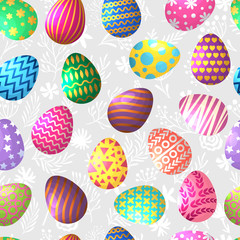 Wall Mural - Seamless pattern of colored easter eggs