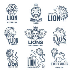 Wall Mural - luxury logo or badges set with pictures of lions