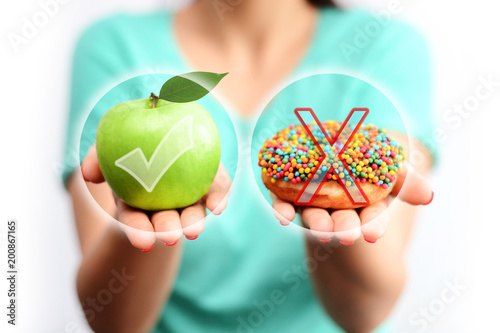 Healthy lifestyle concept, choose healthy fruits and not processed sweets Canvas