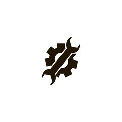 wrench and gear icon. flat design