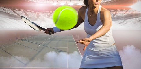 Wall Mural - Composite image of tennis woman