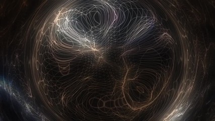 Poster - metamorphose of amorphous shape from dots and lines, abstract animation. model of sphere, abstract geometric composition from chaotic slow moving shapes and lines