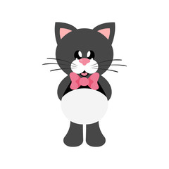 Wall Mural - cartoon cute cat black with tie