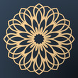 © Serge Zimniy - Laser cutting mandala. Golden floral pattern. Oriental silhouette ornament. Vector coaster design.