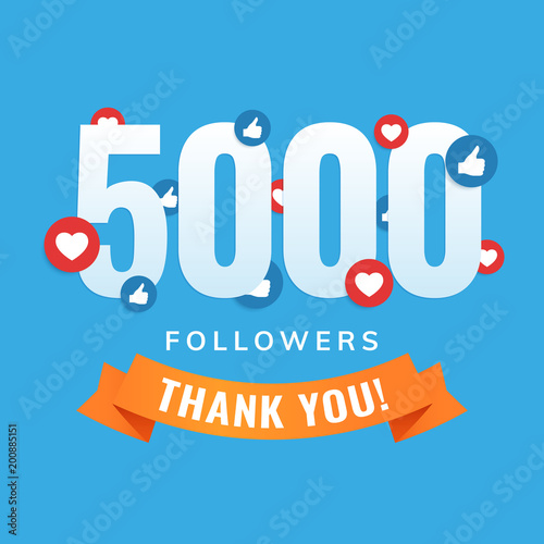 Cuadros en Lienzo 5000 followers, social sites post, greeting card vector illustration