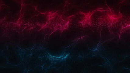Poster - Abstract polygonal space low poly dark background with connecting dots and lines. Abstract cg polygonal neon blue surface. Geometric poly light motion background