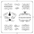 © khabarushka - Olive Oil elements and page decoration set. Filigree divider swirl design. Collection of hand drawn vintage ornaments.