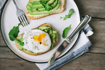 Wall Mural - Avocado Sandwiches with Poached Egg