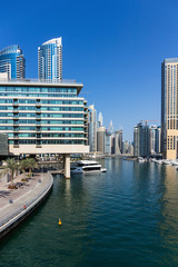 Wall Mural - Panoramic view of the canal from the bridge in the Dubai Marina area