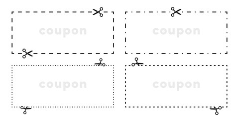 Poster - coupon cut out scissors cutting line vector icon