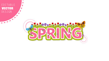 Vector Spring Lettering, with flowers in spring time