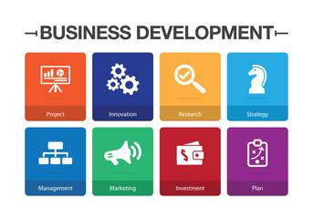 Sticker - Business Development Infographic Icon Set