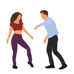 Canvas Print - vector, isolated silhouette in colored clothes people dancing