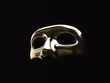 Golden realistic mask isolated on black.