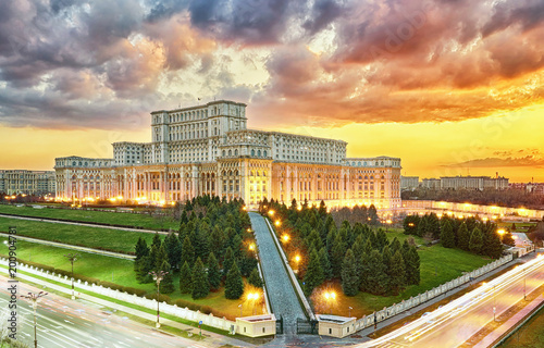 фотография Bucharest Aerial View. Romanian Parliament Palace.