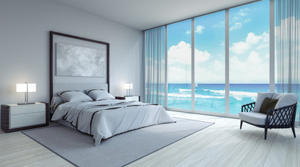 Wall Mural - Modern bedroom interior design 3d Render 3d illustration