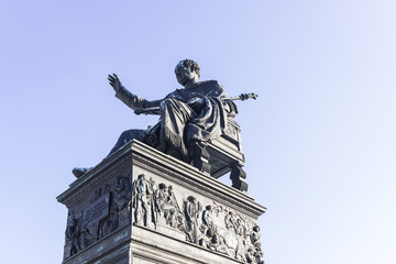 Statue of king Maximilian I with blue sky background